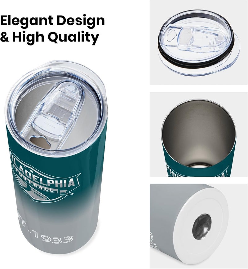 Suswoos Philadelphia EST 1933 Tumblers 20oz Straight Skinny Car Cups Sports Travel Coffee Mug,Stainless Steel,Insulated,Classic Collection Gifts for Men Women Fans. - Image 3